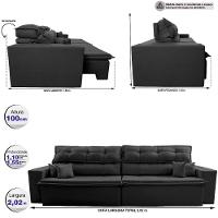Sofá Retrátil e Reclinável 2,02m Luxos Cama inBox Velusoft Preto - 3