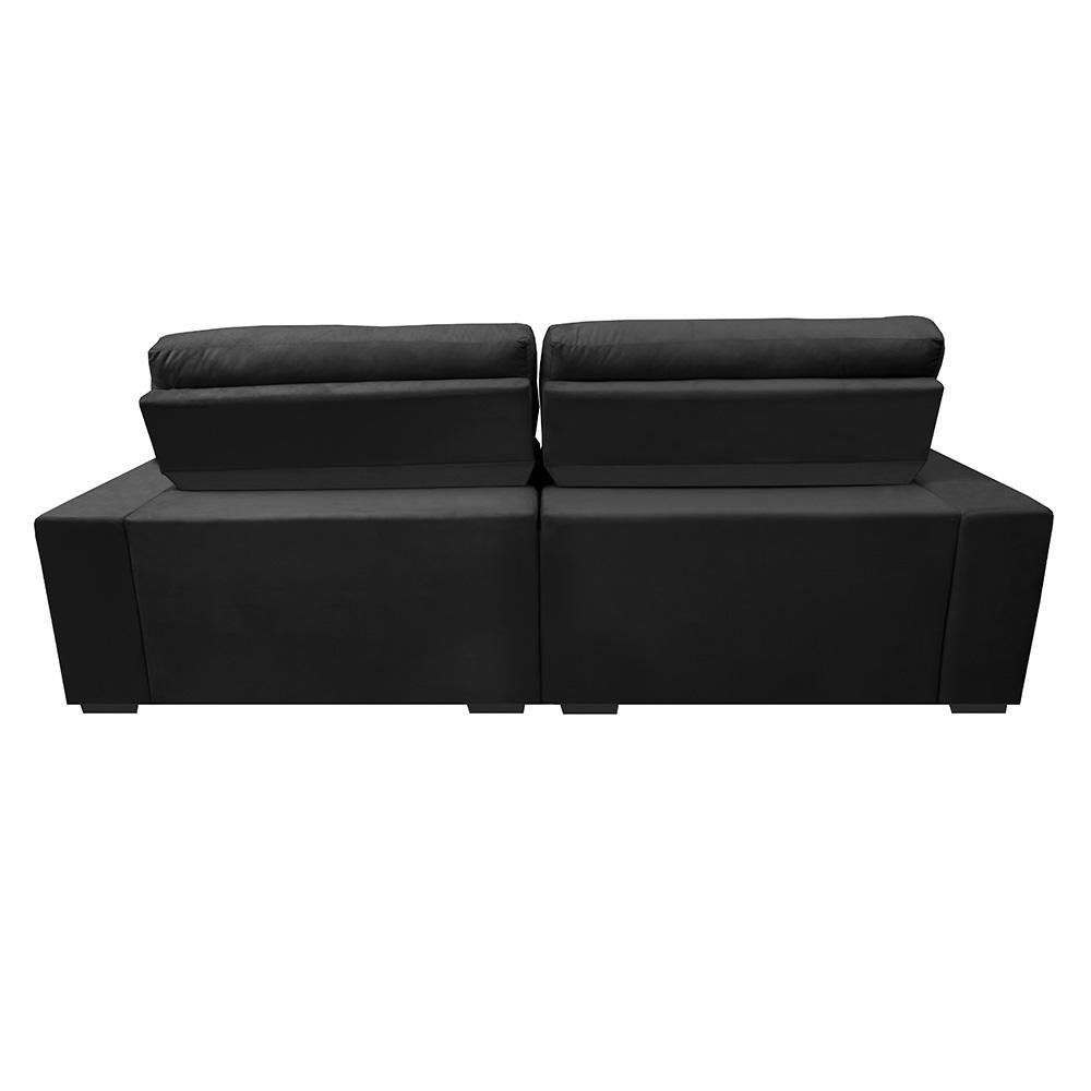 Sofá Retrátil e Reclinável 2,12m Molas Ensacadas Cama inBox Brasil Velusoft Preto - 6