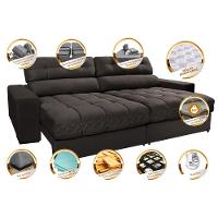 Sofá Retrátil e Reclinável 2,12m Molas Ensacadas Cama inBox Brasil Velusoft Café - 3