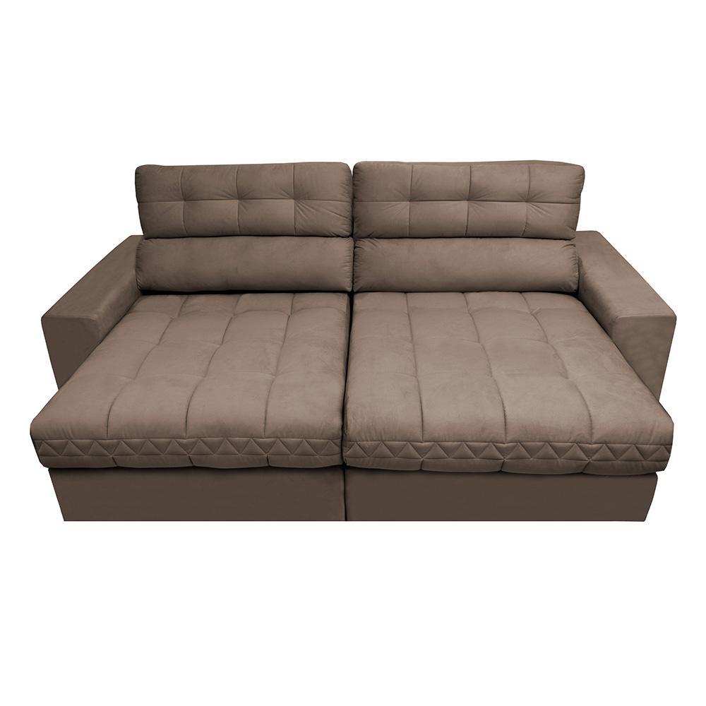Sofá Retrátil e Reclinável 2,12m Molas Ensacadas Cama inBox Brasil Velusoft Castor - 5