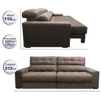 Sofá Retrátil e Reclinável 2,12m Molas Ensacadas Cama inBox Brasil Velusoft Castor - 2