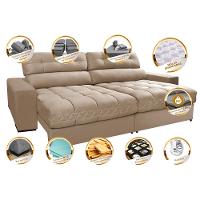 Sofá Retrátil e Reclinável 2,12m Molas Ensacadas Cama inBox Brasil Velusoft Bege - 3