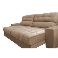 Sofá Retrátil e Reclinável 2,12m Molas Ensacadas Cama inBox Brasil Velusoft Bege