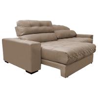 Sofá Retrátil e Reclinável 2,12m Molas Ensacadas Cama inBox Brasil Velusoft Bege - 7