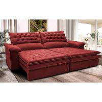 Sofá Retrátil e Reclinável 2,12m Molas Ensacadas Cama inBox Alemanha com Espuma Viscoelástico Velusoft Vermelho - 1