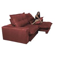 Sofá Retrátil e Reclinável 2,32m com Molas Ensacadas Cama inBox Soft Tecido Suede Vermelho - 6