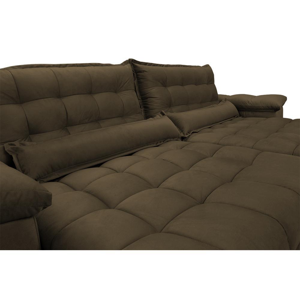 Sofá Retrátil e Reclinável 2,32m com Molas Ensacadas Cama inBox Aconchego Tecido Suede Café - 4