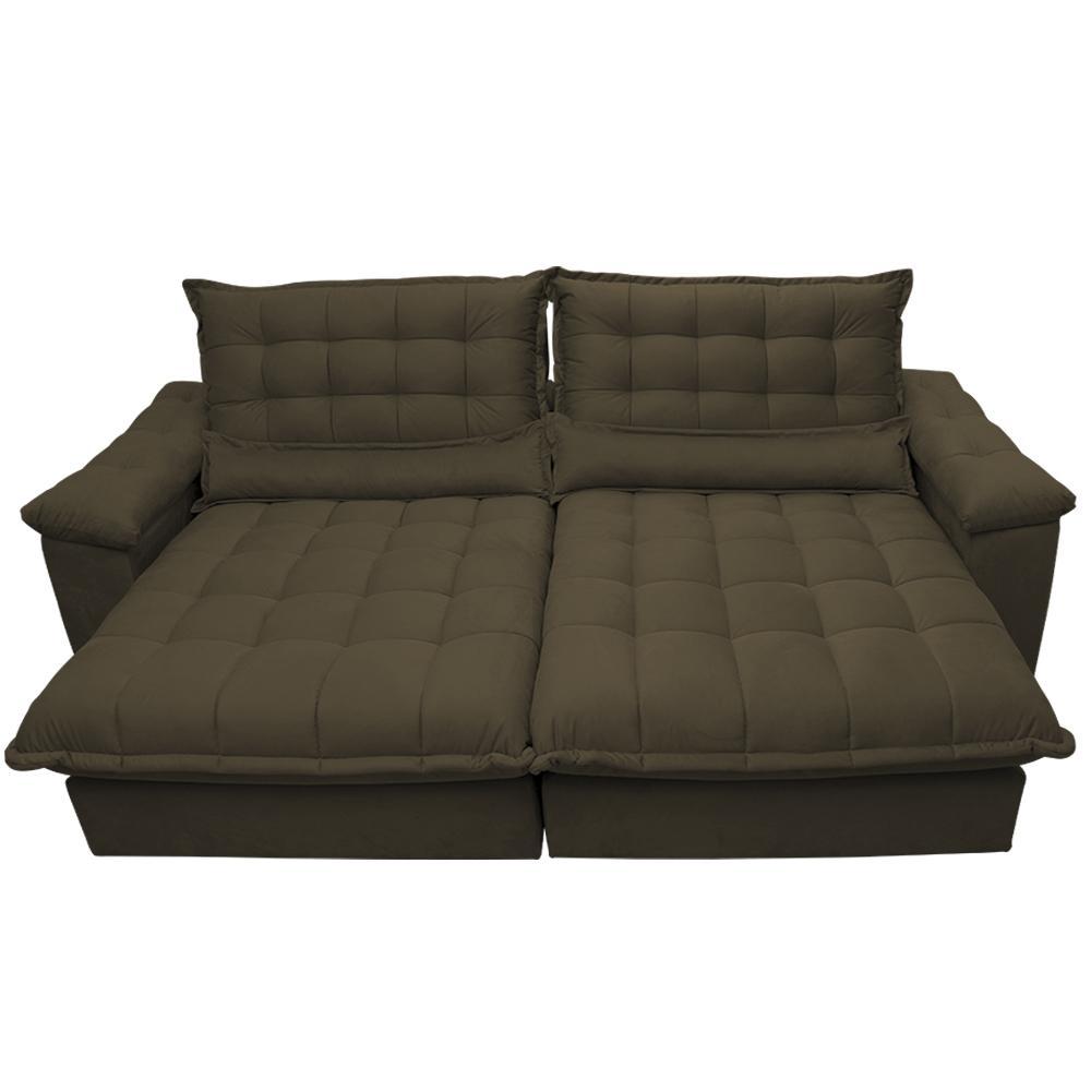 Sofá Retrátil e Reclinável 2,32m com Molas Ensacadas Cama inBox Aconchego Tecido Suede Café - 5