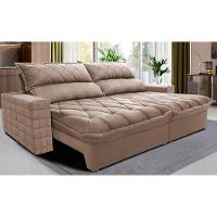 Sofá Retrátil e Reclinável 2,15m Molas Ensacadas Cama inBox Elegance com ThermoGel Velusoft Bege - 1