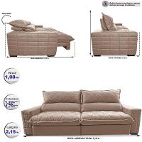 Sofá Retrátil e Reclinável 2,15m Molas Ensacadas Cama inBox Elegance com ThermoGel Velusoft Bege - 2
