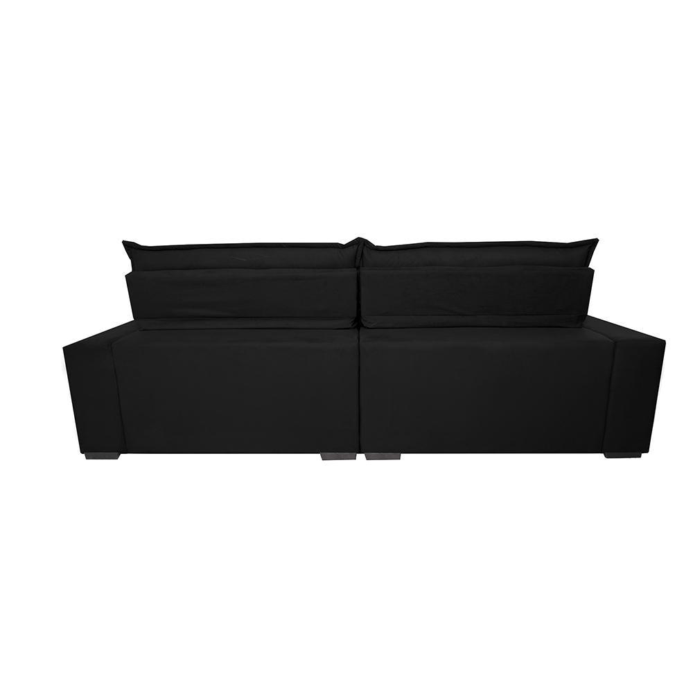 Sofá Retrátil e Reclinável 2,15m Molas Ensacadas Cama inBox Spazus com Bordado 3D Velusoft Preto - 6