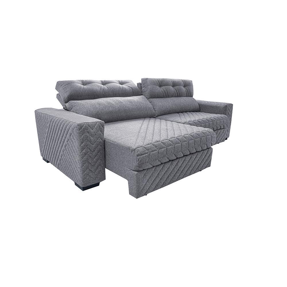 Sofá Retrátil e Reclinável 2,15m Molas Ensacadas Cama inBox Style Thermo Gel Linho Cinza Claro - 8