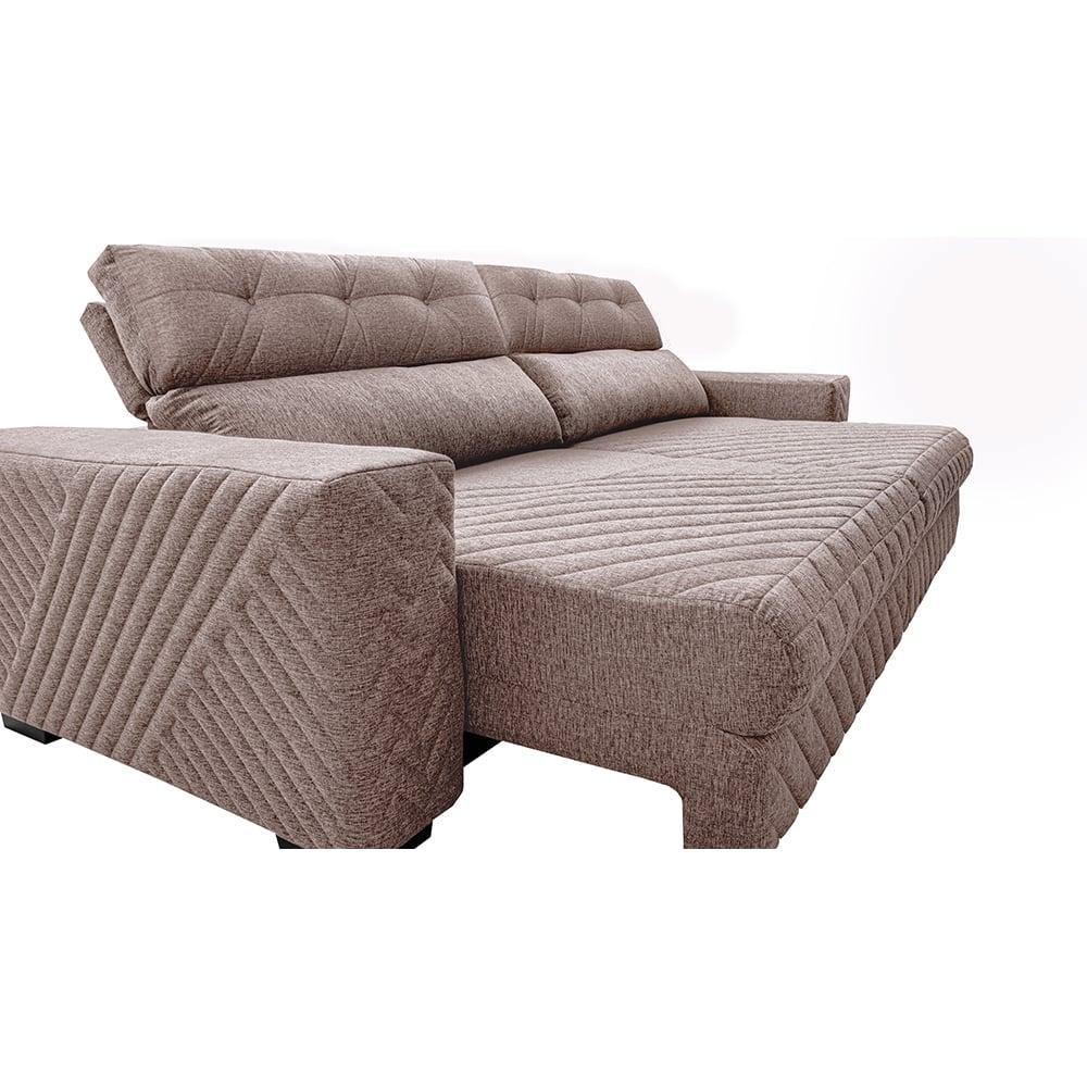 Sofá Retrátil e Reclinável 2,15m Molas Ensacadas Cama inBox Style Thermo Gel Linho Bege Escuro - 4