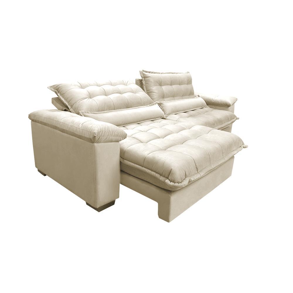 Sofá Retrátil e Reclinável 2,32m com Molas Ensacadas Cama inBox Aconchego Tecido Suede Bege - 7