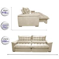 Sofá Retrátil e Reclinável 2,32m com Molas Ensacadas Cama inBox Aconchego Tecido Suede Bege - 2
