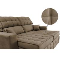Sofá Retrátil e Reclinável 2,20m Molas Ensacadas e Costura Tripla Cama inBox Nobre Suede Castor