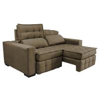 Sofá Retrátil e Reclinável 2,20m Molas Ensacadas e Costura Tripla Cama inBox Nobre Suede Castor - 8