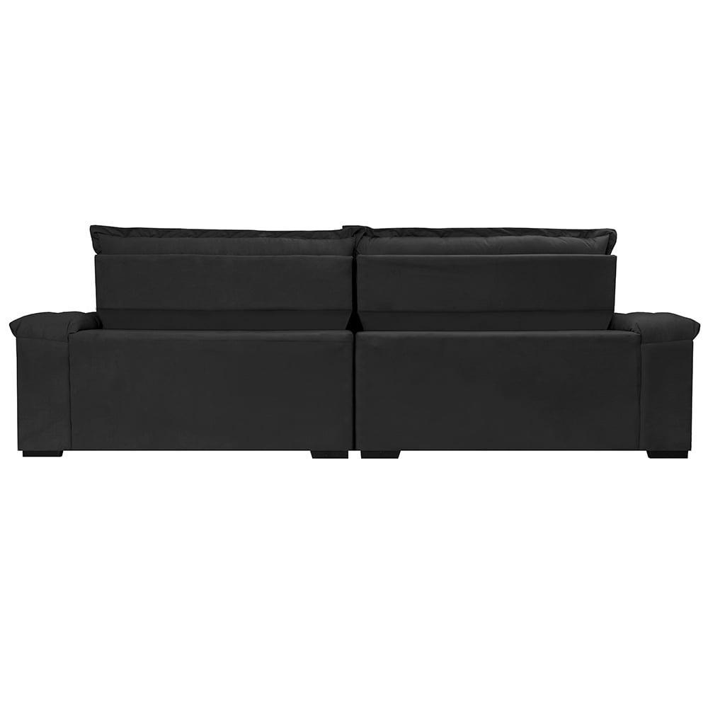 Sofá Retrátil e Reclinável 2,15m Molas Ensacadas Cama inBox Big Space com Bordado 3D Velusoft Preto - 6
