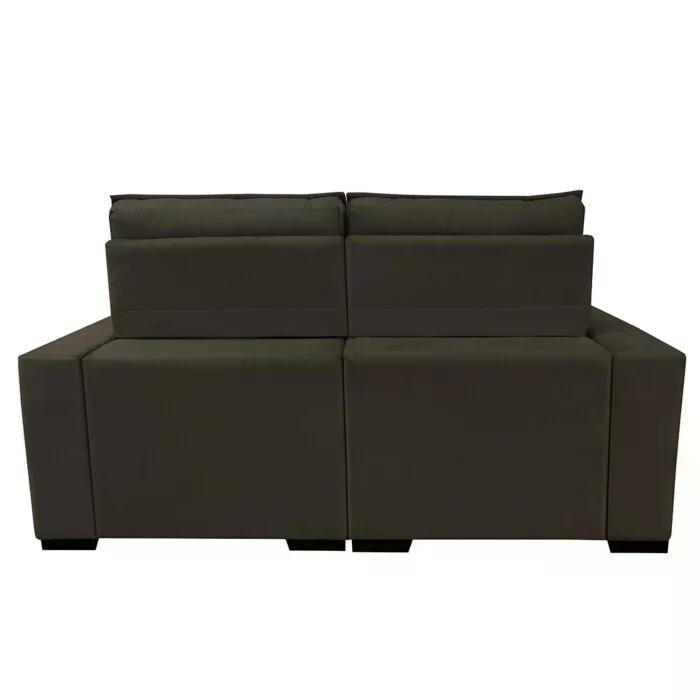 Sofá Retrátil e Reclinável 2,20m Molas Ensacadas e Costura Tripla Cama inBox Japão Velusoft Café - 6