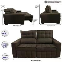 Sofá Retrátil e Reclinável 2,20m Molas Ensacadas e Costura Tripla Cama inBox Japão Velusoft Café - 2