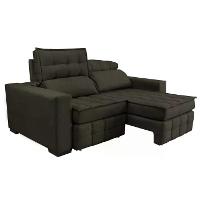 Sofá Retrátil e Reclinável 2,20m Molas Ensacadas e Costura Tripla Cama inBox Japão Velusoft Café - 8