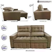 Sofá Retrátil e Reclinável 2,20m Molas Ensacadas e Costura Tripla Cama inBox Japão Velusoft Castor - 2