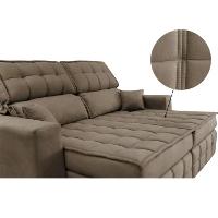 Sofá Retrátil e Reclinável 2,20m Molas Ensacadas e Costura Tripla Cama inBox Japão Velusoft Castor