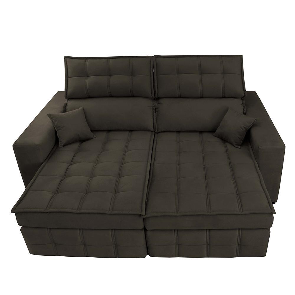 Sofá Retrátil e Reclinável 2,20m Molas Ensacadas e Costura Tripla Cama inBox Nobre Suede Café - 5