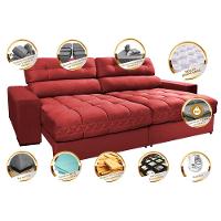 Sofá Retrátil e Reclinável 2,12m Molas Ensacadas Cama inBox Brasil Velusoft Vermelho - 3