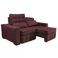 Sofá Retrátil e Reclinável 2,20m Molas Ensacadas e Costura Tripla Cama inBox Japão Velusoft Vinho - 7