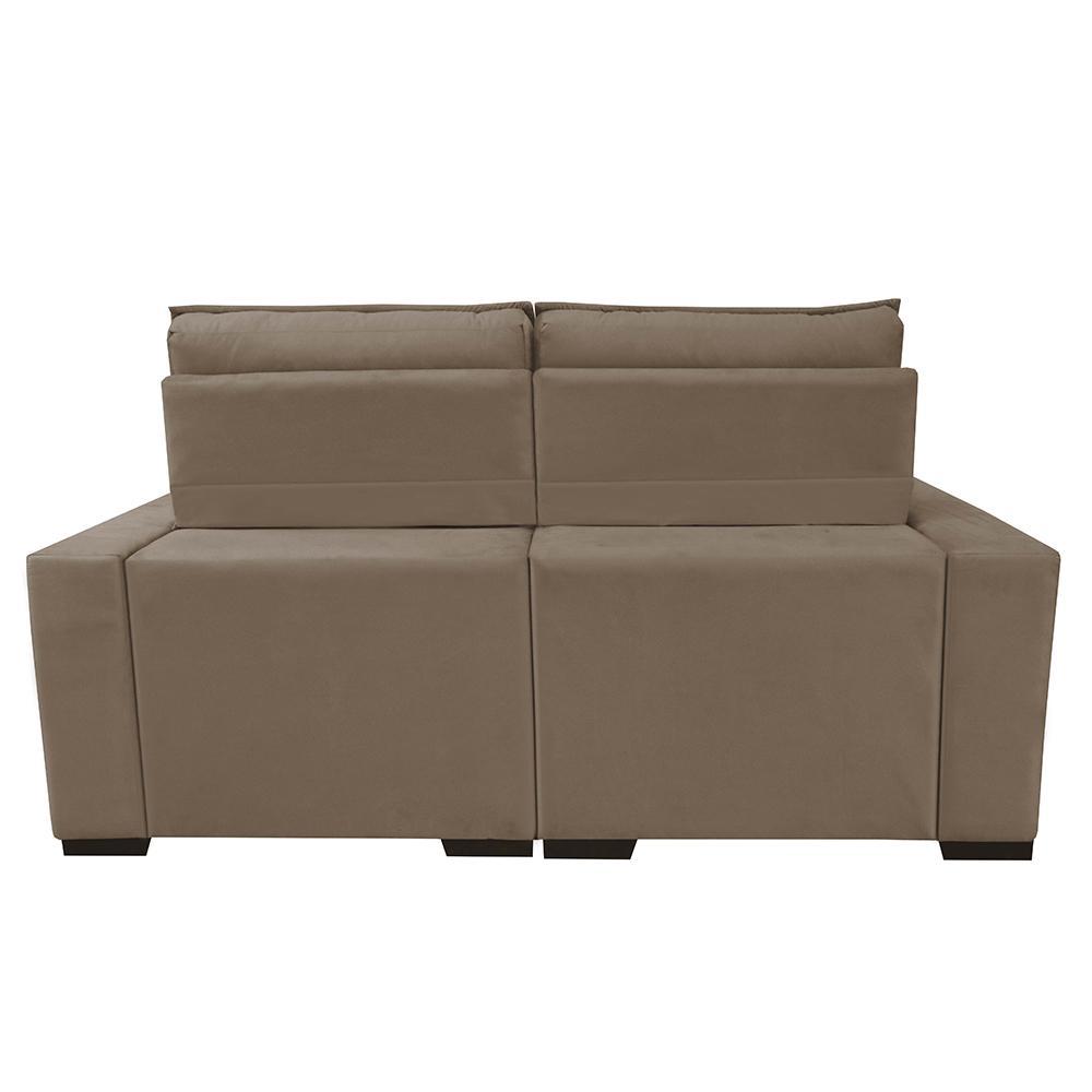 Sofá Retrátil e Reclinável 2,20m Molas Ensacadas e Costura Tripla Cama inBox Nobre Suede Bege - 6