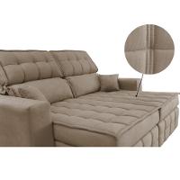 Sofá Retrátil e Reclinável 2,20m Molas Ensacadas e Costura Tripla Cama inBox Nobre Suede Bege