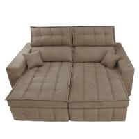 Sofá Retrátil e Reclinável 2,20m Molas Ensacadas e Costura Tripla Cama inBox Nobre Suede Bege - 5