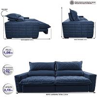 Sofá Retrátil e Reclinável 2,15m Molas Ensacadas Cama inBox Elegance com ThermoGel Velusoft Azul - 2