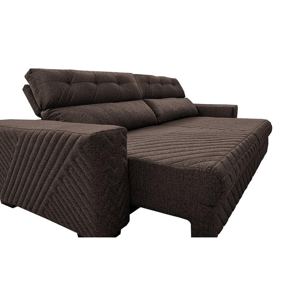 Sofá Retrátil e Reclinável 2,15m Molas Ensacadas Cama inBox Style Thermo Gel Linho Marrom - 4