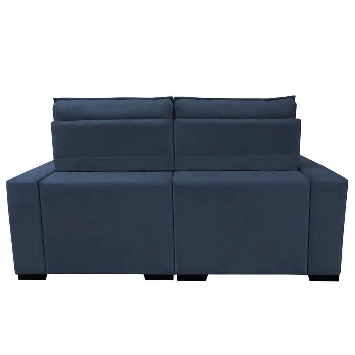 Sofá Retrátil e Reclinável 2,20m Molas Ensacadas e Costura Tripla Cama inBox Japão Velusoft Azul - 6