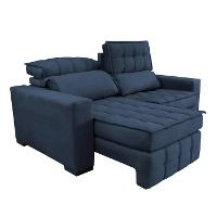 Sofá Retrátil e Reclinável 2,20m Molas Ensacadas e Costura Tripla Cama inBox Japão Velusoft Azul - 7