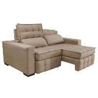 Sofá Retrátil e Reclinável 2,20m Molas Ensacadas e Costura Tripla Cama inBox Japão Velusoft Bege - 8