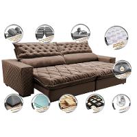 Sofá Retrátil e Reclinável 2,15m Molas Ensacadas Cama inBox Spazus com Bordado 3D Velusoft Castor - 3