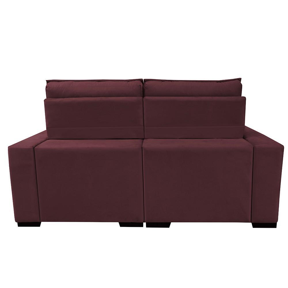 Sofá Retrátil e Reclinável 2,20m Molas Ensacadas e Costura Tripla Cama inBox Nobre Suede Vinho - 6