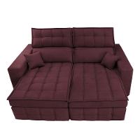 Sofá Retrátil e Reclinável 2,20m Molas Ensacadas e Costura Tripla Cama inBox Nobre Suede Vinho - 5