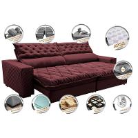 Sofá Retrátil e Reclinável 2,15m Molas Ensacadas Cama inBox Spazus com Bordado 3D Velusoft Vinho - 3