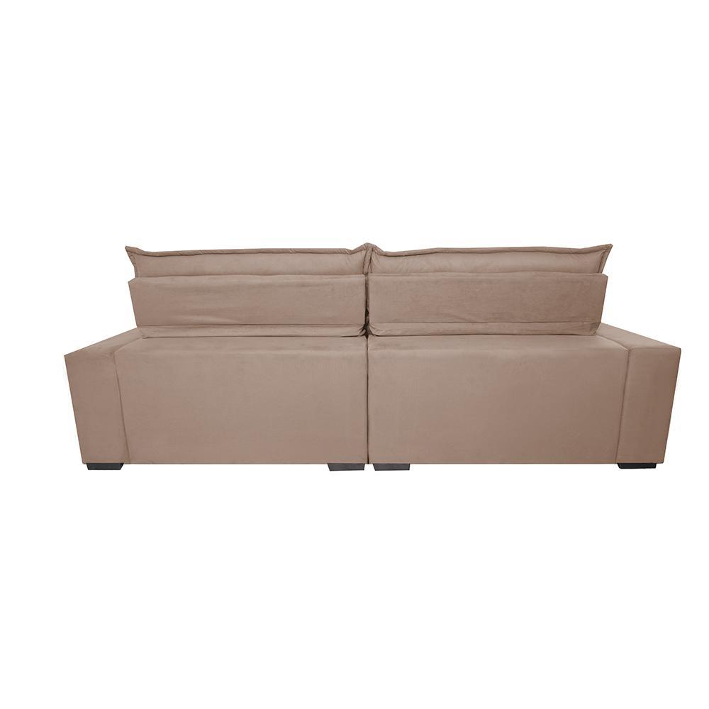 Sofá Retrátil e Reclinável 2,15m Molas Ensacadas Cama inBox Spazus com Bordado 3D Velusoft Bege - 6