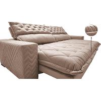 Sofá Retrátil e Reclinável 2,15m Molas Ensacadas Cama inBox Spazus com Bordado 3D Velusoft Bege