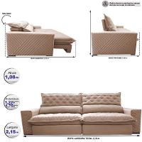 Sofá Retrátil e Reclinável 2,15m Molas Ensacadas Cama inBox Spazus com Bordado 3D Velusoft Bege - 2