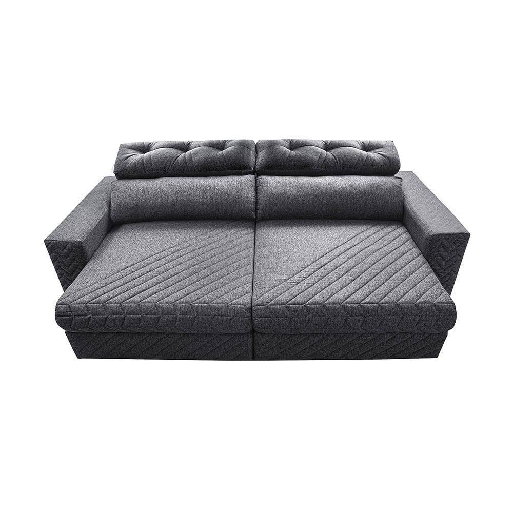 Sofá Retrátil e Reclinável 2,15m Molas Ensacadas Cama inBox Style Thermo Gel Linho Cinza Escuro - 5