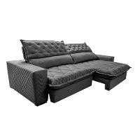 Sofá Retrátil e Reclinável 2,15m Molas Ensacadas Cama inBox Spazus com Bordado 3D Velusoft Cinza - 7