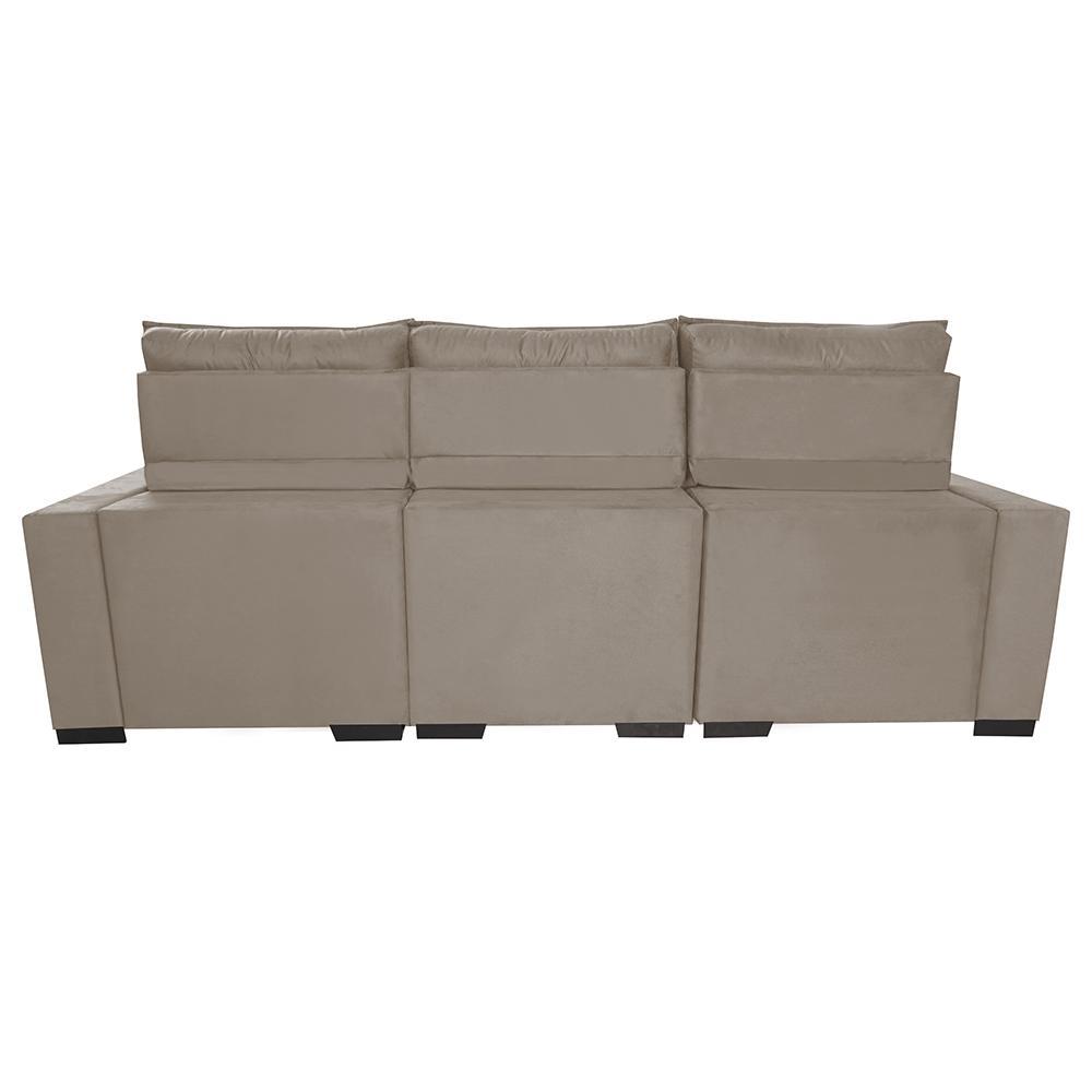 Sofá Retrátil e Reclinável 2,50m Molas Ensacadas e Costura Tripla Cama inBox Nobre Suede Bege - 6