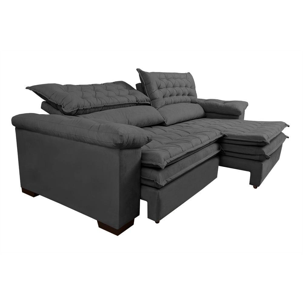 Sofá Retrátil e Reclinável 2,32m Molas Ensacadas Cama inBox Alemanha com Espuma Viscoelástico Velusoft Cinza - 8