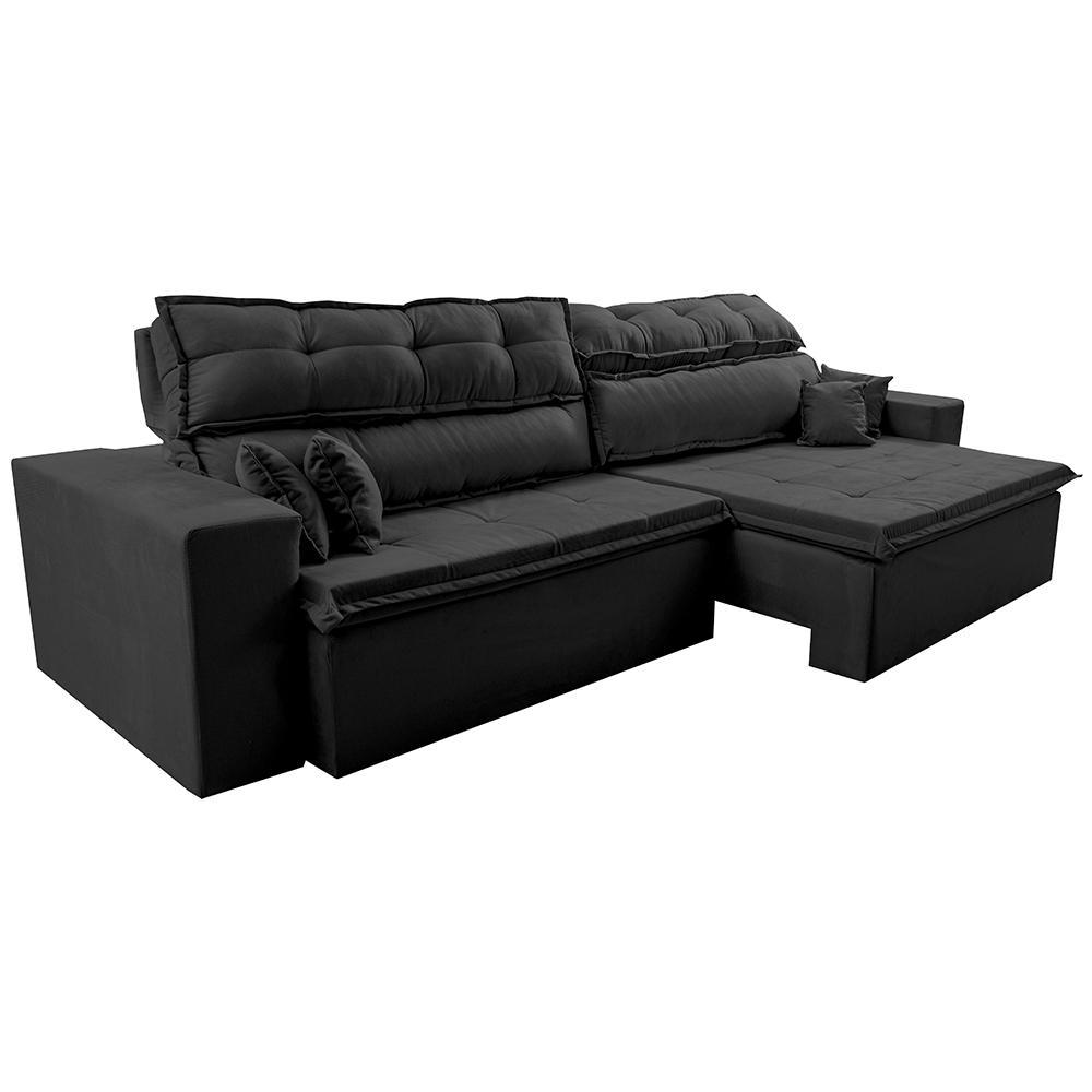 Sofá Retrátil e Reclinável 2,32m Luxos Cama inBox Velusoft Preto - 8
